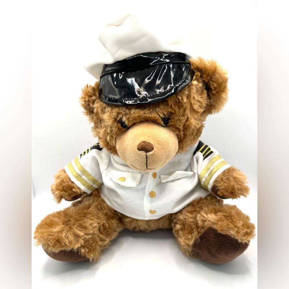 FOCO Captain Bear-Plush Stuffed Animal-Cruise Ship Airline Pilot Toy Bear